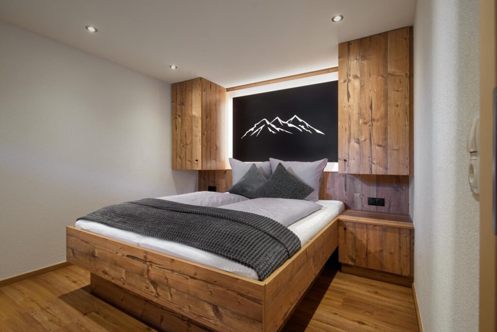 Schlafzimmer Alpenblühn Appartements Tschagguns